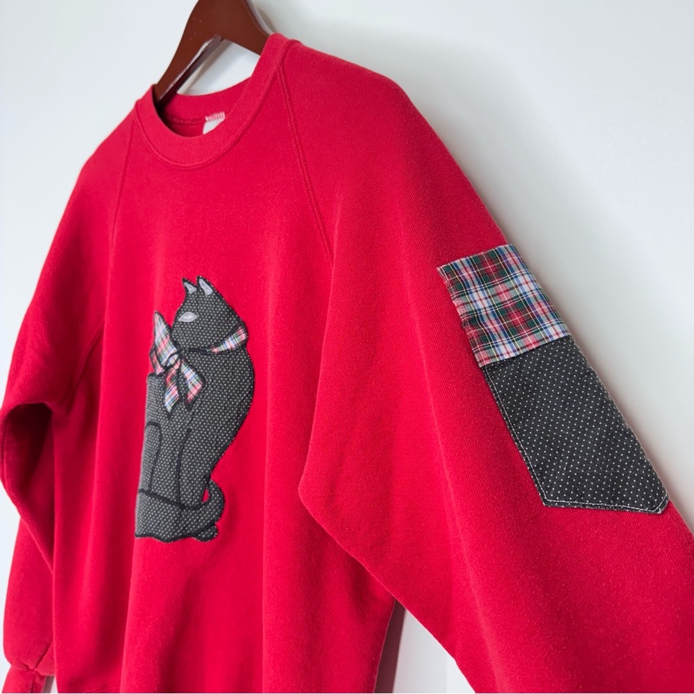 Vintage Jerzees Mixed Patchwork Embroidered Cat S… - image 4